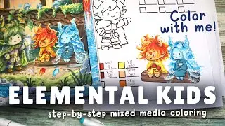 How To Color Fire & Water Characters in Huldrafolk books (Whimsical Workers by Oda Agda)