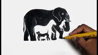 How to draw animals in Optical illusion/ Positive & Negative Space
