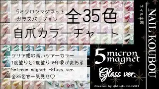 ネイル工房♡大人気ジェル⟡.·*.5ミクロンマグネットにガラスバージョンが仲間入り♪ 全35色♡自爪カラーチャートでご紹介ꕤ︎︎·͜·