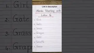 Words Starting with Letter G