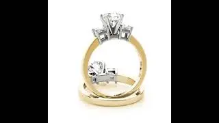 3 stone princess engagement ring in white gold