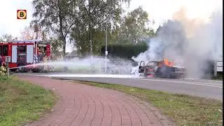 Oldtimer in brand in Valkenswaard