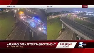 Crash shuts down I-44 interchange in Oklahoma City overnight