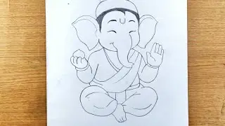 God ganpati bappa one hand modak easy pencil drawing | bal ganesha art