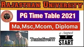 Rajasthan university pg time table || Ru pg time table 2021 ||Ru ma msc mcom diploma time table 2021