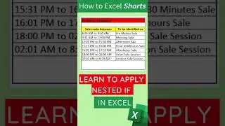 Use Nested IF in Excel | Time in a range #shorts #youtubeshorts #excel  #time #excelformulas #if