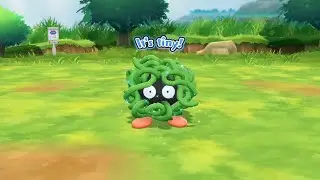 Shiny Tangela in Pok&eacute;mon Let's Go Eevee After a Catch Combo of 242