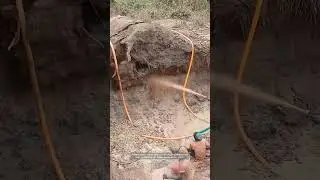 High-Pressure Water Excavation in a Steep Earth Pit