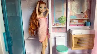 anna and Elsa doll make over challenge morning routine in dream 😴 house 🏡 and bath 🛁 time #frozen