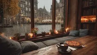 Peaceful Rain Outside a Library Café | Calm Ambience for Reading