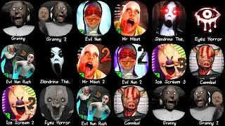Granny, Evil Nun, Mr Meat, Slendrina The Cellar, Eyes Horror, Ice Scream 3, Mr Meat 2, Granny 2...