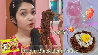 Indian Tried  Korean Black Bean Sauce Noodles || Samyang Hot Chicken Ramen Jjajang Noodles Review