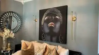 Chic black and gold formal living room.