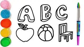 ABC English Alphabet Drawing and Coloring  | A for Apple B for Ball