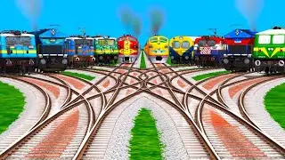 More Trains Crossing by Curved Diamond 🙏Railroad tracks ll Diesels and Eclectic train crossing 
