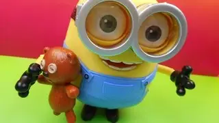 MINIONS MOVIE EXCLUSIVE ELECTRONIC MINION BOB WITH INTERACTIVE TEDDYBEAR TOY VIDEO REVIEW