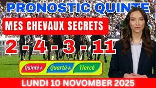 PRONOSTIC QUINT&Eacute;+ Chantilly Aujourd'hui 10 Nov 2025 Tierc&eacute;/Quart&eacute;/ Bases/PMU Gratuit