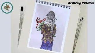 Learn how to draw hide face girl/Girl drawing/Zentangle Art/Step by step Drawing/Flower/Art Tutorial