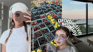productive sunday vlog 💘 | farmer's market, hot girl walk, clean apartment