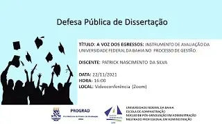 A VOZ DOS EGRESSOS: INSTRUMENTO DE AVALIA&Ccedil;&Atilde;O DA UFBA NO PROCESSO DE GEST&Atilde;O