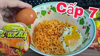 Thử Ăn Mì Cay Cấp 7 Sốt Phô Mai và Trứng Chiên Siêu Cay 