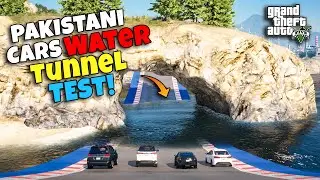 PAKISTANI CARS VS DEEP TUNNEL WATER TEST MEGA RAMP | GTA 5 PAKISTAN