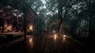Forest Cabin Rain at Night 🌲 | Deep Sleep with Soft Thunder Sounds