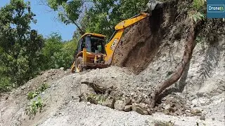 JCB Backhoe Loader-Cutting Hill Making-Hilly Road-Happy Hilly-Farmer Villagers