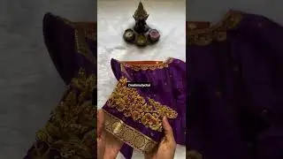 IRusto orange and puple colour  combination kanjivaramm saree  hand work embroidary blousedesigns