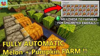 How to Build Efficient + Easy Automatic Melon Farm and Pumpkin Farm !! - Minecraft Farm Tutorial