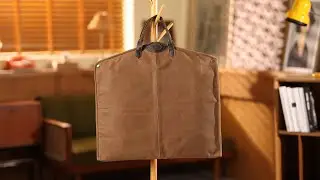Polare 43&rdquo; Waxed Canvas Full Grain Leather Trim Garment Bag for Travel