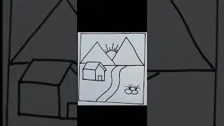 Nature Drawing Easy|Short Scenery Drawing video |Landscape Drawing #art#easydraw#painting#shorts