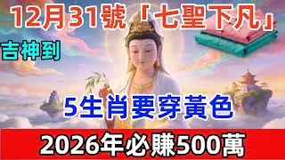 吉神到！12月31號，農歷十壹月十二，「七聖下凡」，5生肖要穿黃色，菩薩保妳正財橫財大發，2026年必賺500萬！#尘缘 #易经 #佛教 #风水 #佛學 #佛陀 #佛法  #风水#命理