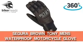 SEGURA Brown Mens Tony Motorcycle Leather Waterproof Glove 360&deg; HD Video | Bikerheadz.co.uk