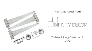 INFINITY DECOR - Gate Fittings Kit &ndash; Tee Hinges (3) 14&rdquo; with Twisted Ring Latch and Brenton Bolt
