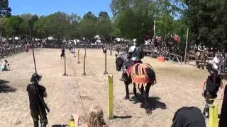 Jousting - 4th Session, David Schade vs Charlie Andrews, 1st pass, Sherwood Forest Faire 2015