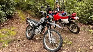 Adventure riding the Yamaha XT250 in the high mountains of North Carolina.
