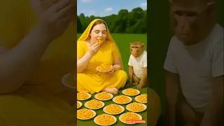 Big women eats all samosa  jalebi #ai #women#jalebi  #monkey  #samosa
