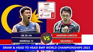 Draw & Head to Head BWF World Championships 2023. Jonatan Christive Vs Lee Zii Jia