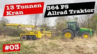 Bergung eines 13 Tonnen Mobilkran mit John Deere Traktor Teil 3