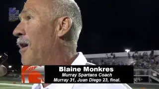 Utah High School football: Blaine Monkres (Murray Spartans Coach) post-game interview.