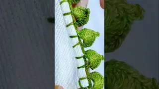 Crocheted edging with a leaf 🍃 🍃 #crochet #dishcloth #crocheting #diapers #shorts