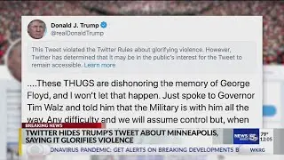 Twitter adds 'glorifying violence' warning to Trump tweet