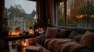 Peaceful Window Rain Sounds 🌧️ Cozy Fireplace ASMR for Deep Sleep (3 Hours)