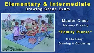 Family Picnic | Memory Drawing | Elementary & Intermediate Drawing Grade Exam | Water Colour