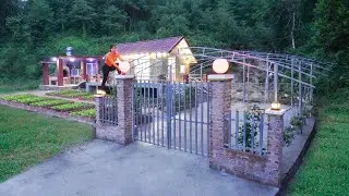 Construction of Iron Dome to Grow Climbing Flowers - Gate Light System Installation