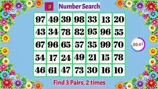 Number Search Game / Spot the same numbers / test your observation skills / focus challenge