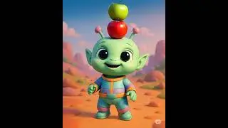 Alien Baby Sings With Apples on His Head! 🍎👽🎤 #Shorts #cute #baby
