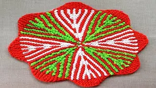 कली के साथ गोलाकार में पत्ती वाला डिजाइन बनाएं | New doormat design |