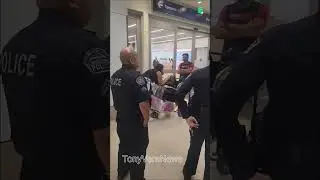 LAX airport police dealing with a woman who is trespassing at LAX airport